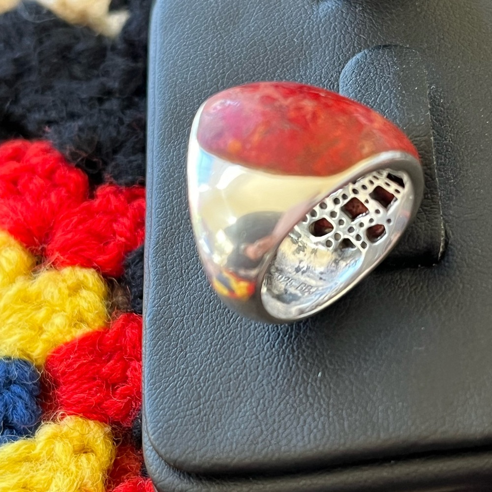 Sterling Silver Coral Wide Band - Picture 2 of 7